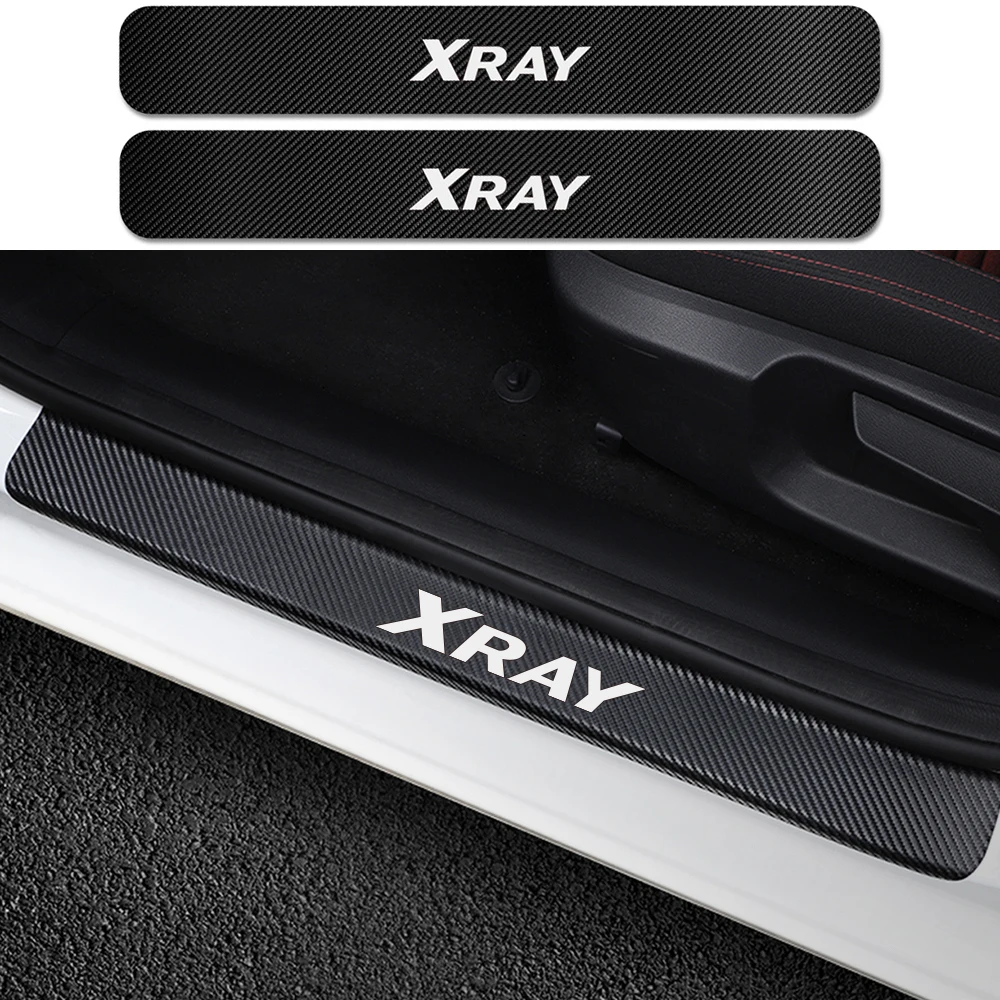 4 шт. порога наклейки для Lada X Ray углеродного волокна Авто Накладка охранников
