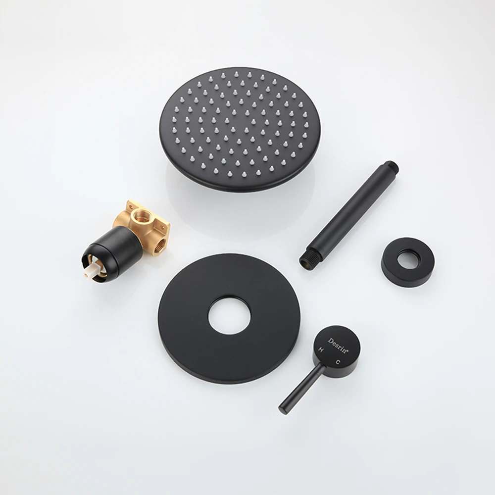 Desrin матовый черный смеситель для душа одномодовая круглая душевая головка набор
