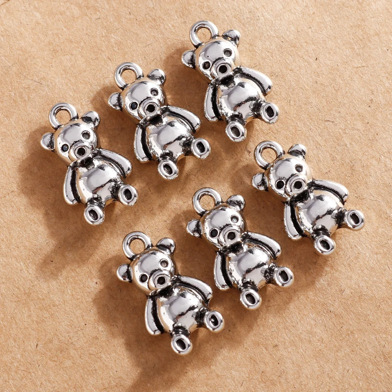 

5pcs 13*23mm Metal Alloy 3D Gummy Bear Charms Antique Silver Color Bear Necklace Pendant DIY Earrings Jewelry Findings