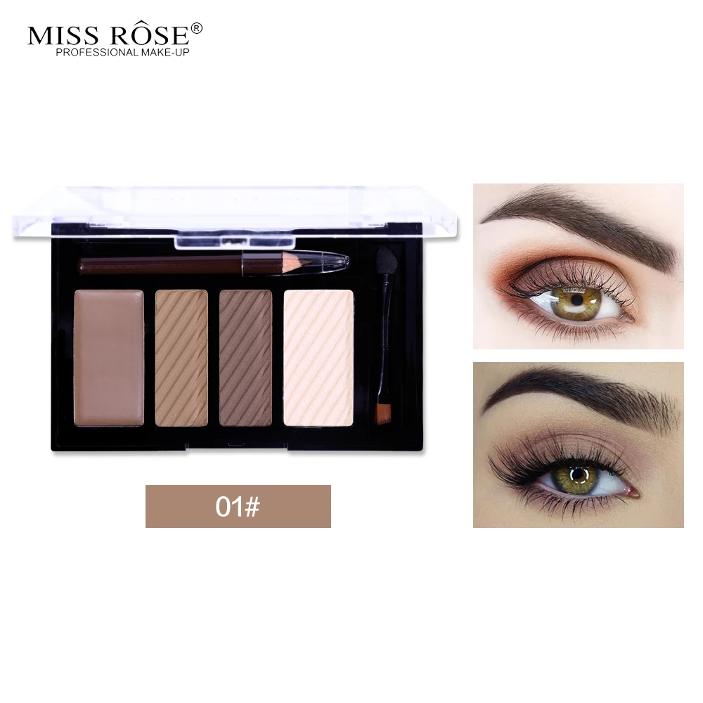 01 Miss Rose карандаш для бровей порошок+ крем для бровей+ карандаш для бровей Палитра с кисточкой макияж водонепроницаемый прочный натуральный бровей - Цвет: 01