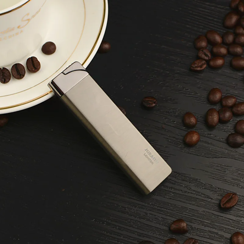 Black Brush Ультра тонкий надувной бутан факел зажигалки сигареты зажигалка ветрозащитный фонарь медно-цинкового сплава Encendedor курение инструменты мини Новинка зажигалки - Цвет: Black Brush