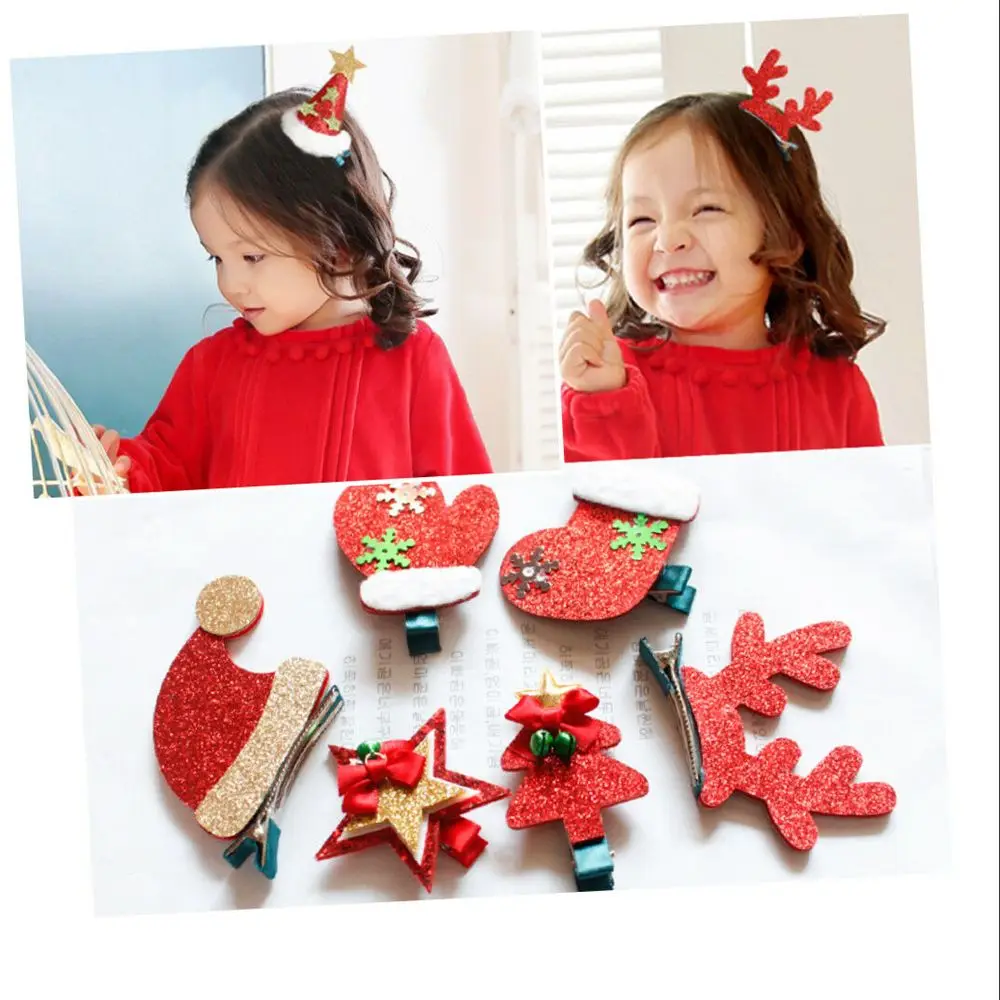 Рождество сверкающих большой рога шапка заколка для волос зажим шпильки в форме