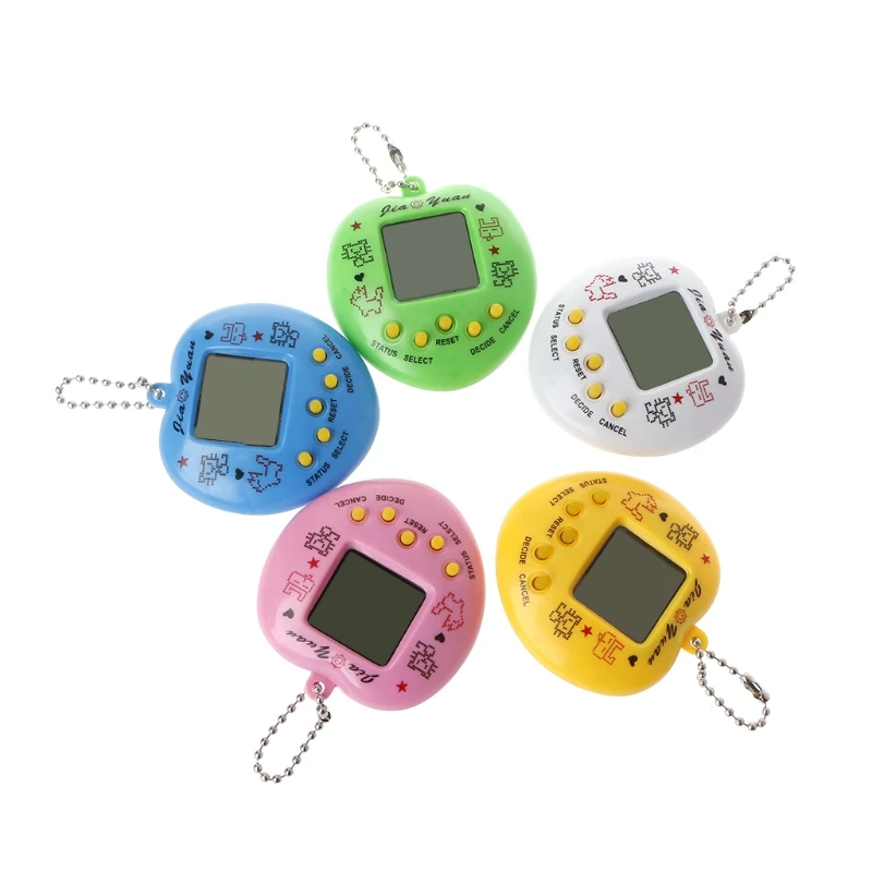 LCD Virtual Digital Pet Handheld Electronic Game Machine With Keychain Heart Shape