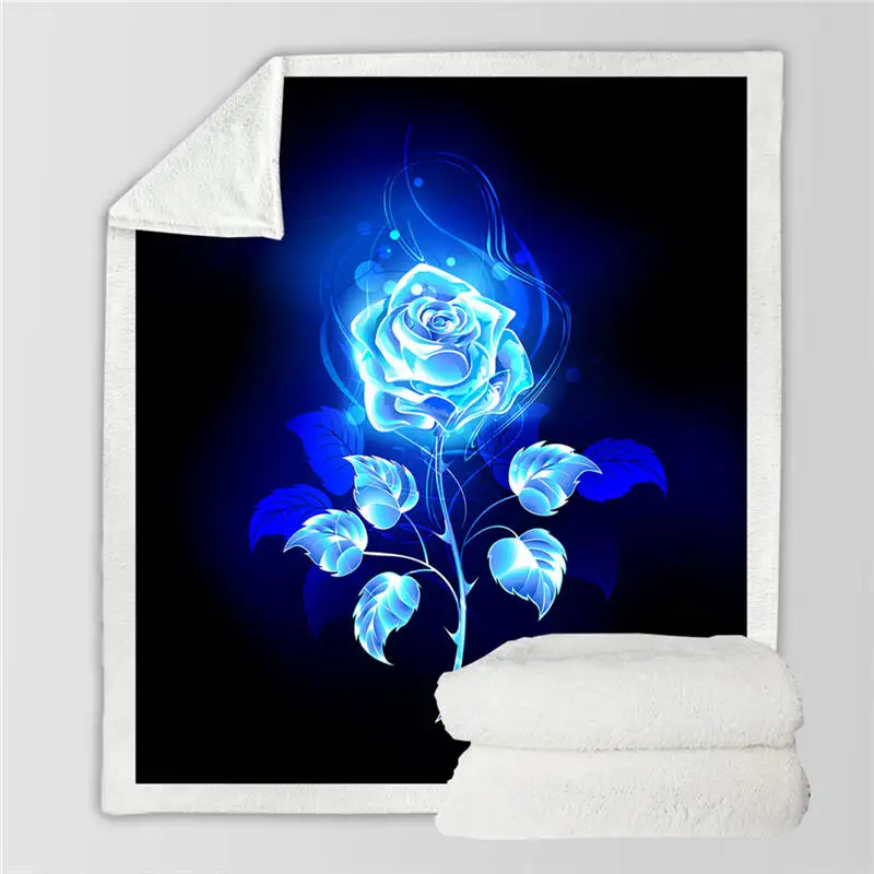 Blue Rose Постельные принадлежности Outlet Красочные розы шерпа пледы одеяло 3D с цветочным принтом зимнее покрывало акварельные цветочные плюшевые одеяло 150x200 см - Цвет: Blue Rose