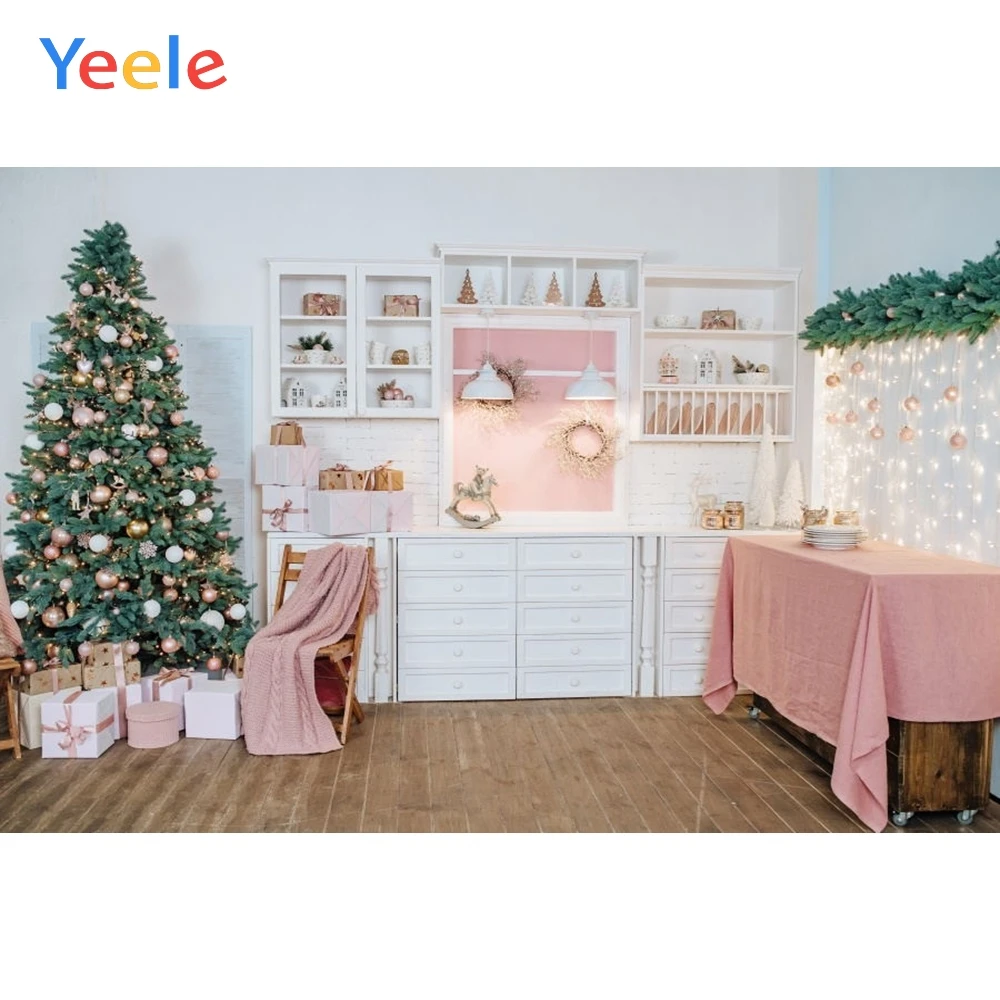 Yeele рождественская ель подарок белый кухонный шкаф фон для детской портретной виниловой фотографии фон для фотостудии Фотофон