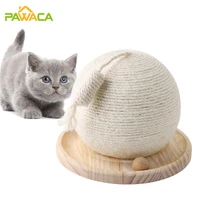 wear resistant woven sisal cat scratch cactus ball wood base pet interactive toy scratching post funny scratcher board supplies