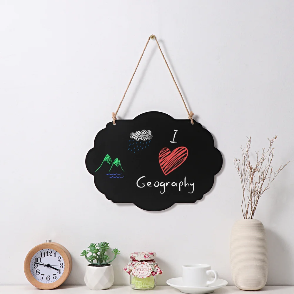 

STOBOK 4PCS Erasable Chalkboard Signs Double-Sided Message Board with Hanging Rope Cleaning Cloth (Black)