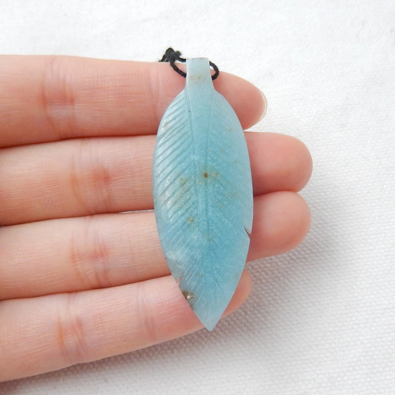 Резной Амазонит в форме листьев натуральный камень ручная работа подвеска