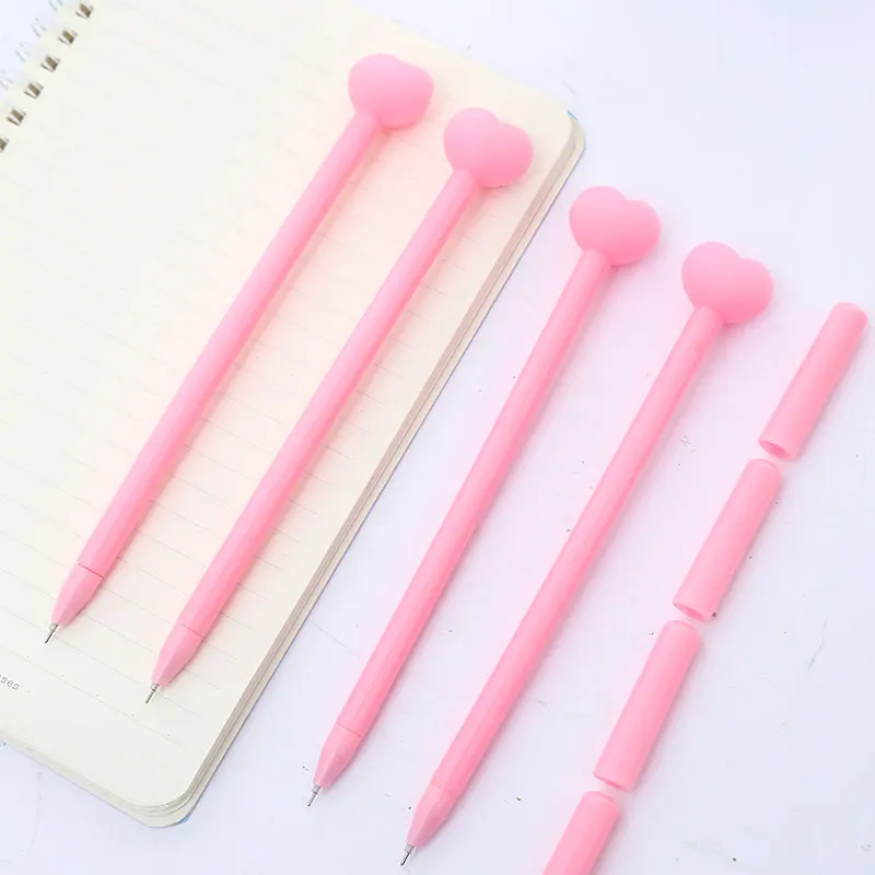 Korean Pink Heart Gel Pen Beautiful Kawaii Cute Fluffy Ballpoint Stationary For School Office Writing Supplies Stationery Thing |