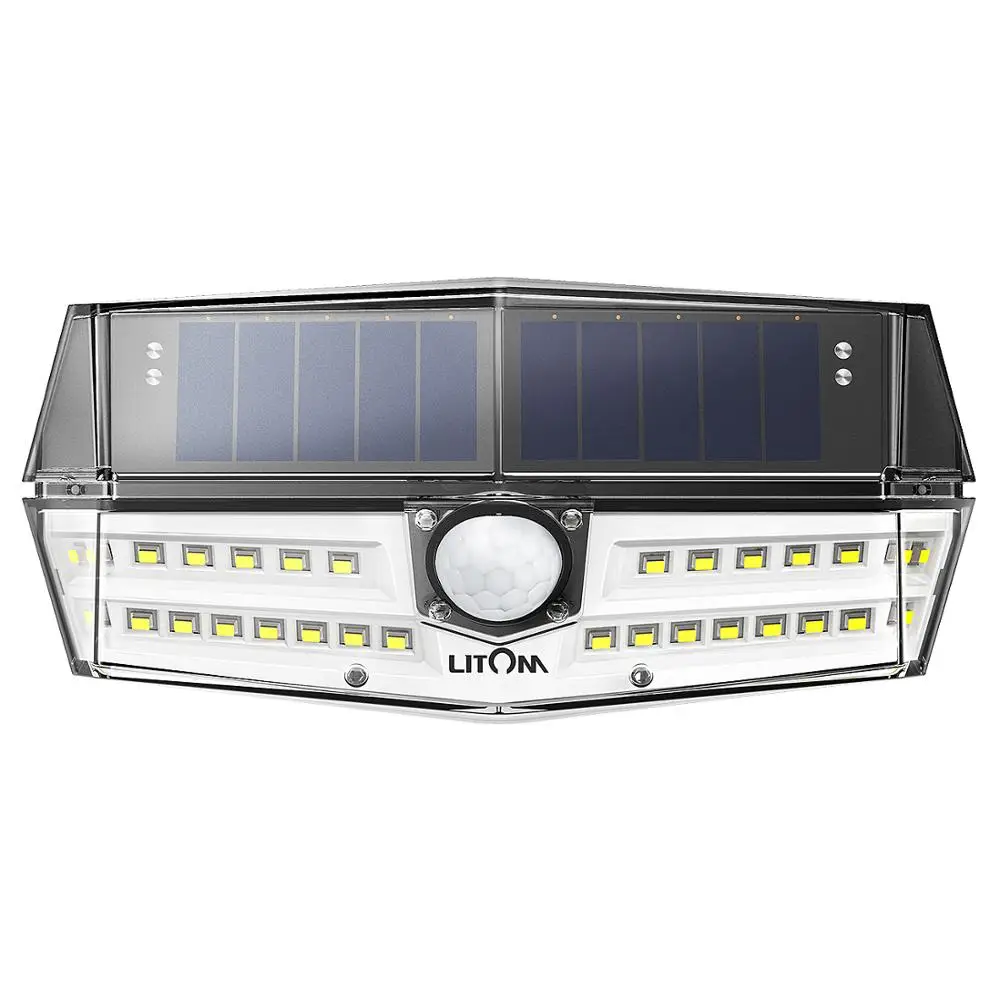 1PCS Upgraded Litom IP67 Waterproof Solar Lights 30 LED Super Bright Solar Panel Wall Lamps With Wide Lighting Range/Motion Senor - Испускаемый цвет: 1PCS
