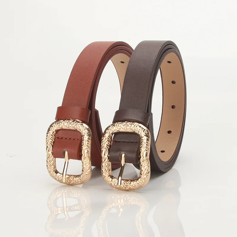 

Retro Pin Buckle Belt Vintage Carved Metal Pin Buckle Women Belts Accessories Strap Jeans PU Leather Belt Dress Waistband
