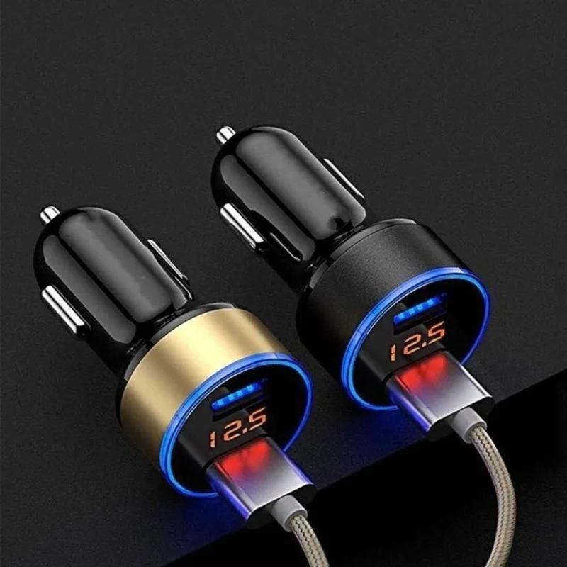 Автомобильное зарядное устройство 3 1 А 5 В двойной USB светодиодный дисплей для