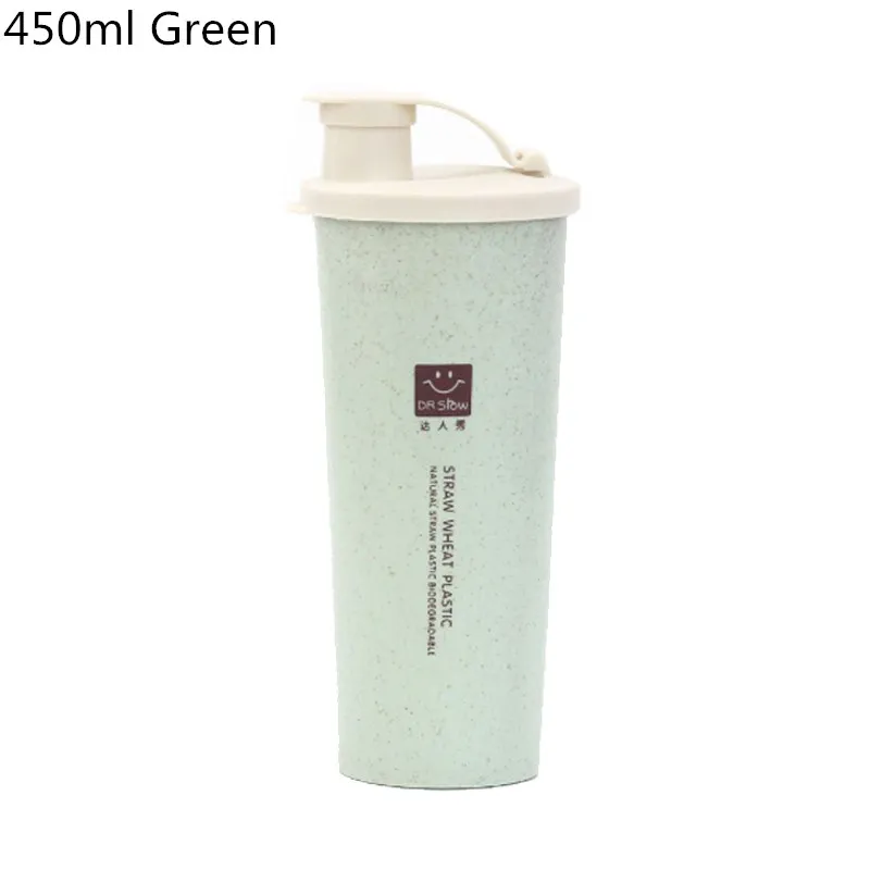450ml green IVYSHION 470 мл бутылка для воды с соломинкой портативная бутылка для воды для школы, Экологичная бутылка для питья, кухонные гаджеты - Цвет: 450ml green