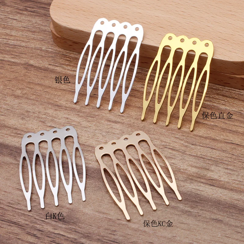 

10pcs/lot KC Gold Silver Gold Color Metal Hair Combs Clip with 5 Teeth Fit DIY Bride Wedding Hair Jewelry Making Findings