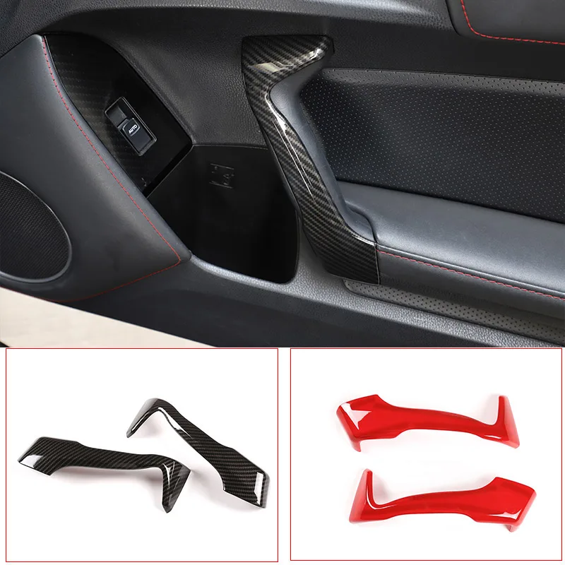 For Toyota 86/Subaru BRZ 12-20 ABS Carbon Fiber/Red Car Inner Door Handle Protective Cover Decoration Sticker Car Accessories