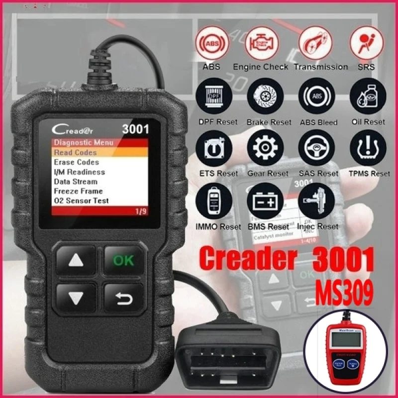 Автомобильный диагностический сканер CR3001/MS309 OBD2 EOBD автомобильный для
