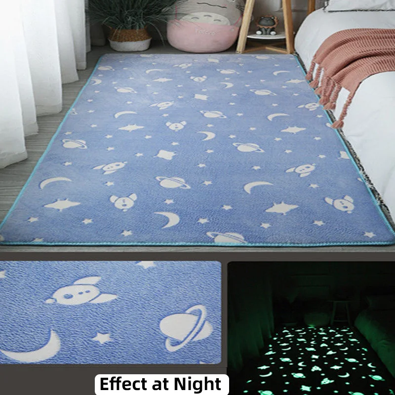 

Keli Soft Luminous Carpets For Home Living Bed Baby Girl Kids Room Non-Slip Safe Night Decoration Plush Rug