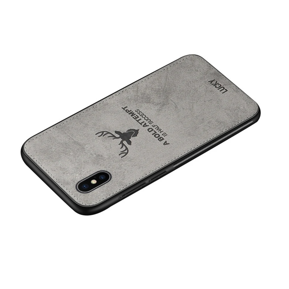 Gray Автомобильный Магнитный тканевый чехол для iPhone 11 Pro Max X XS XR 8 с рисунком оленя, встроенный Магнит, мягкий ТПУ противоударный чехол для huawei mate 30 Pro - Цвет: Gray