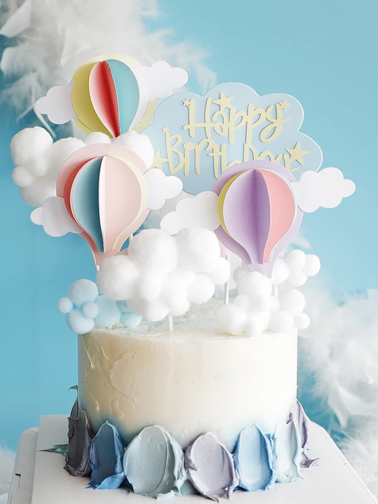 Décoration de gâteau en forme de nuage pour fille  mignon  coloré  ballon à Air chaud pour fête