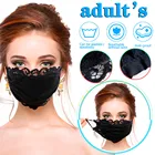Многоразовая маска для лица с кружевом, черная хлопковая, моющаяся, защитная, сексуальная маска для лица