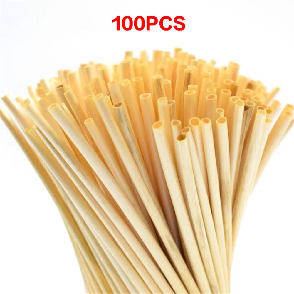 

100PCS/Pack 20CM Natural Wheat Straw Drinking Straws 100% Biodegradable Environmentally Friendly Straw Bar Kitchen Accessories