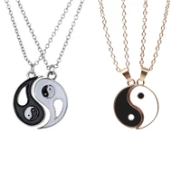 2 pcsset best friends couple necklaces yin yang charm pendant necklace jewelry for lovers sisters women men valentines gift