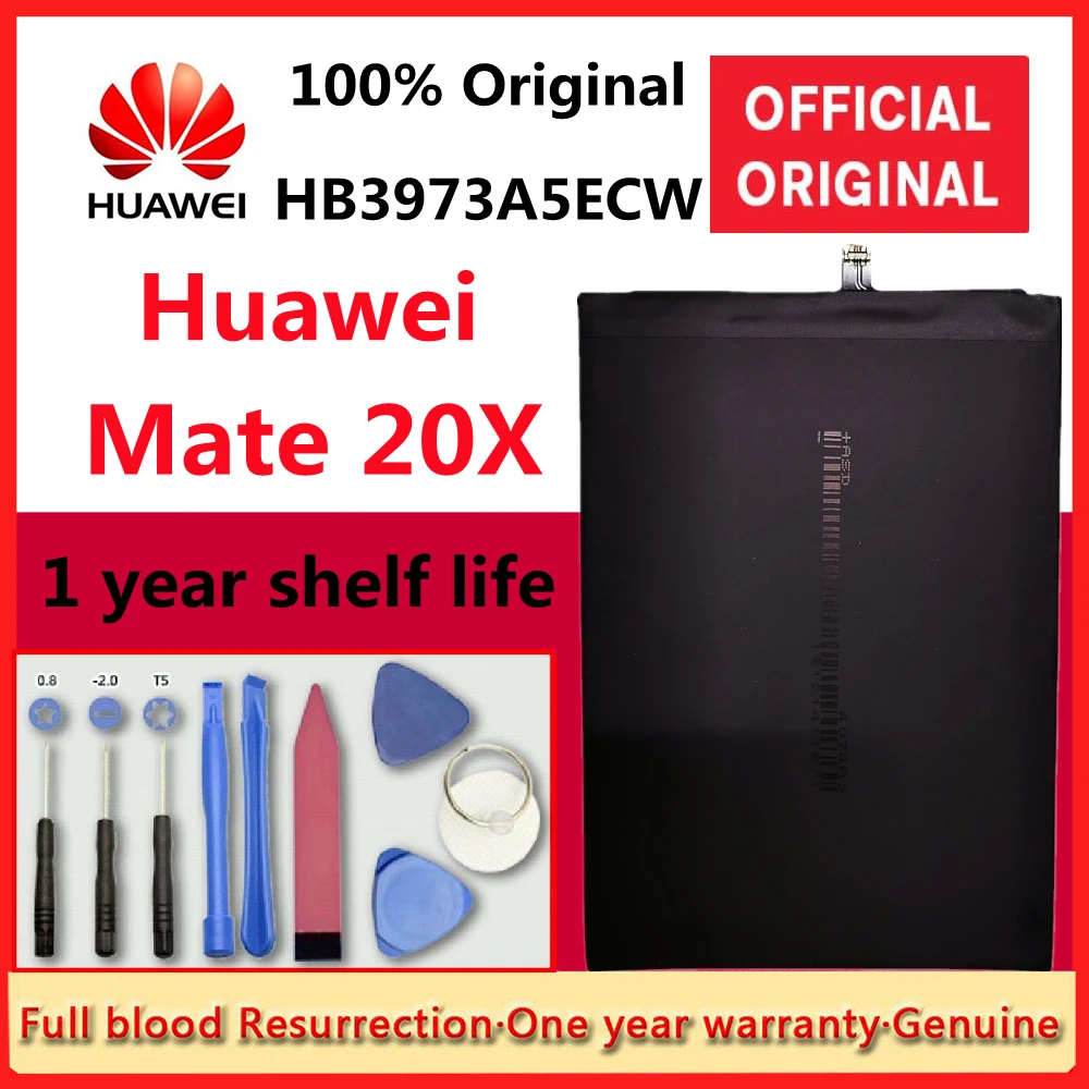 100 original hb3973a5ecw hua wei phone battery 5000mah for huawei mate 20 x 20x replacement batteries retail package free tools free global shipping