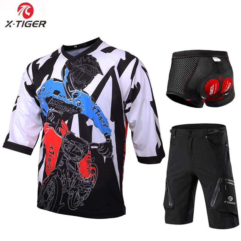 

Велосипедный комплект одежды X-Tiger, рубашка DH со средним рукавом, быстросохнущая велосипедная майка и шорты для скоростного спуска