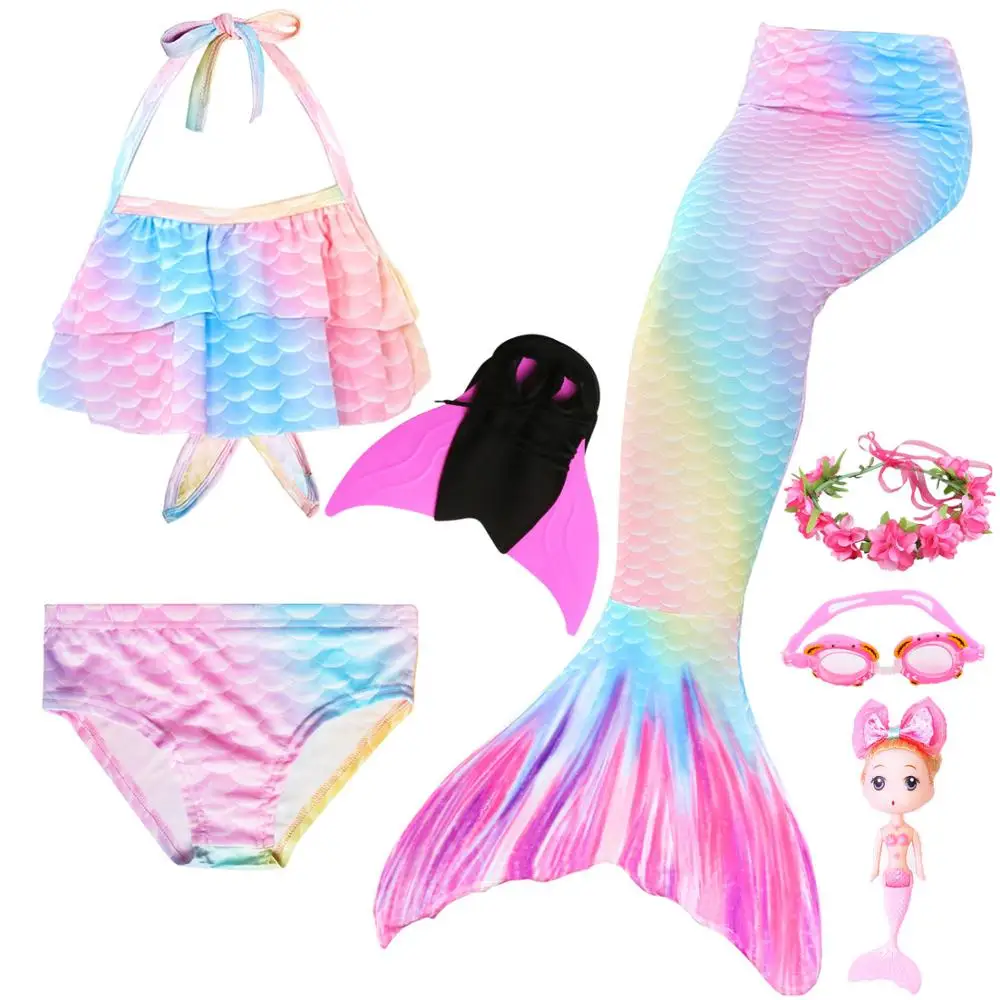 Детский купальный костюм с хвостом русалки летнее бикини платье для девочек