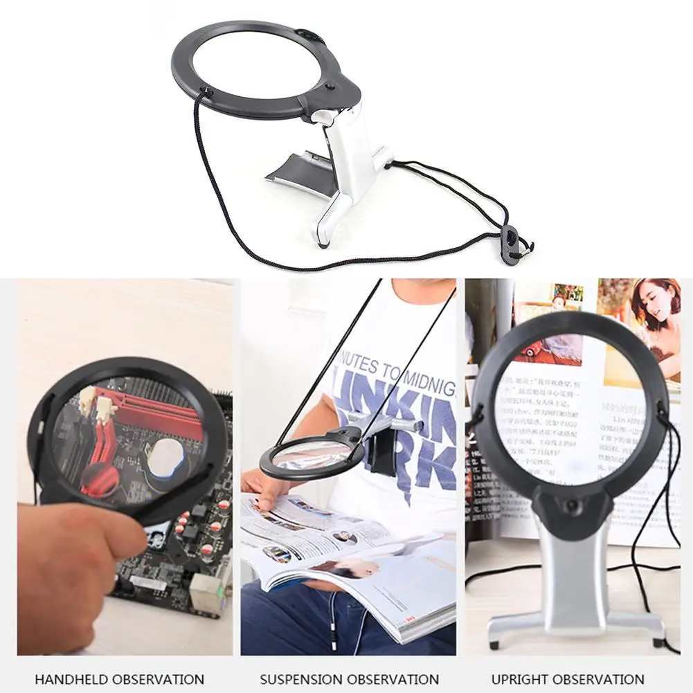 2LED Hands Free Лупа увеличительное стекло с подсветкой вызова неотложной помощи для