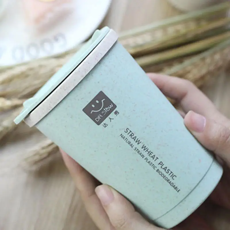 280ML Double-wall Insulation Wheat Fiber Straw Coffee Cup Travel Mug Leakproof | Дом и сад