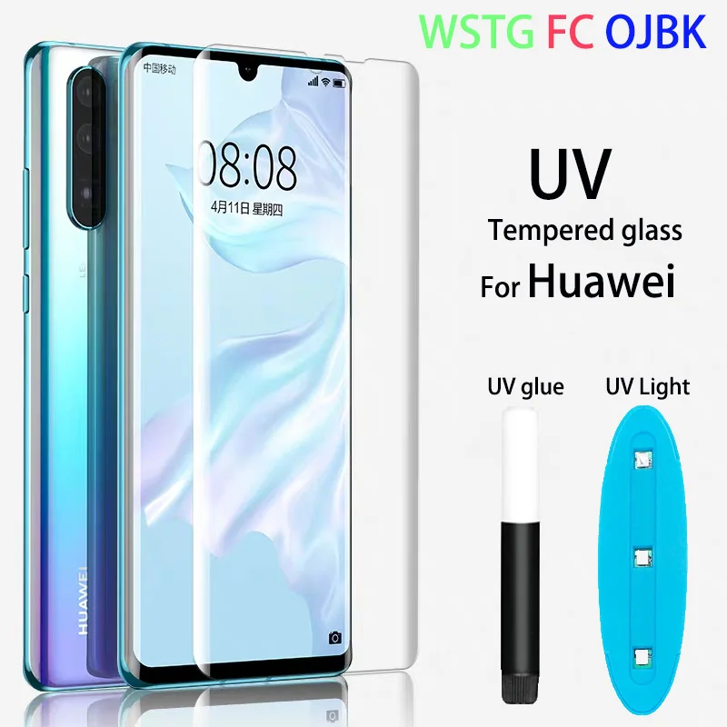 Прозрачное изогнутое жидкое ультрафиолет закаленное стекло для huawei P30 pro P20 lite mate