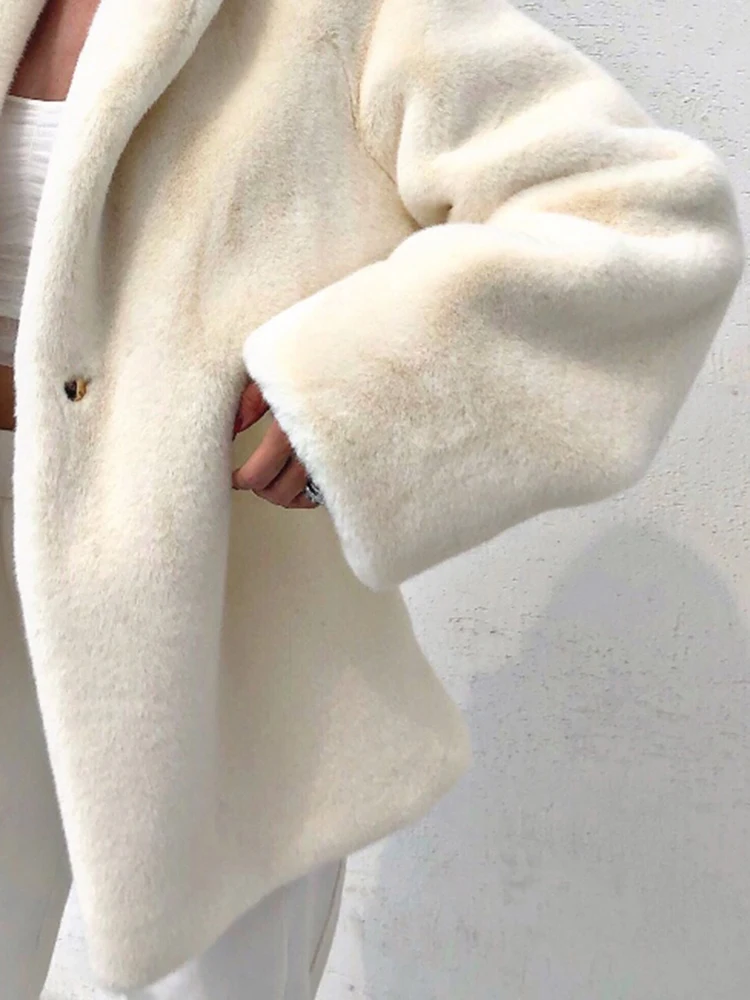 Lautaro зимняя белая негабаритная теплая куртка из искусственного меха для женщин с