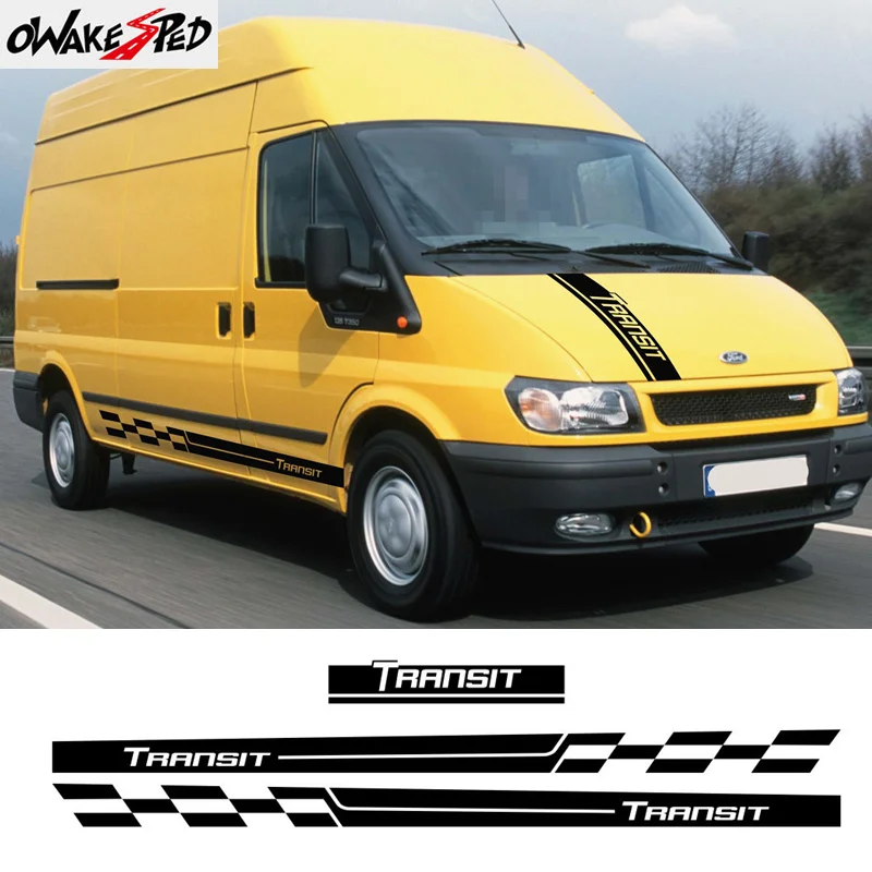 

Car Hood Engine Cover Decor Stickers For Ford Transit Car Sport Door Side Skirt Stripes Vinyl Decals Auto Tuning Accessories