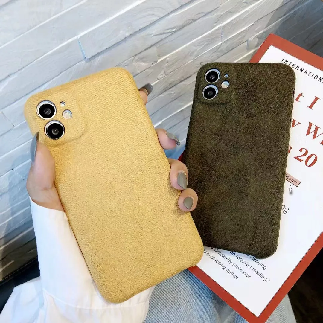 

Velvet Warm Solid Plush Fabric Phone Case for IPhone 12 11 13 Pro Max SE2020 XR XS Max 7 8Plus Soft Silicon Furry Back Cover