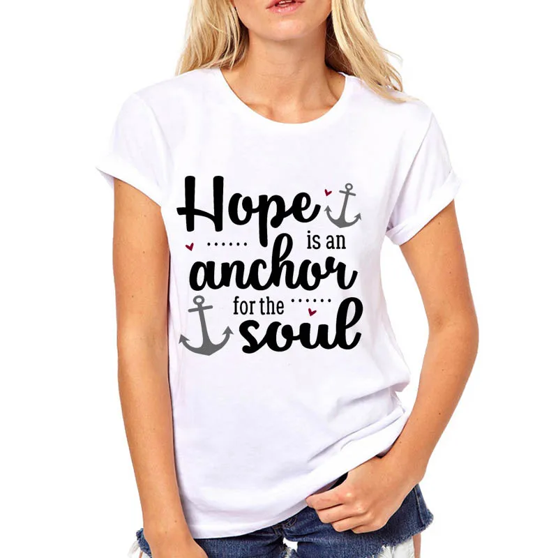 Женская модная цветная летняя одежда с надписями Hope Anchor Soul Love Футболка Harajuku в