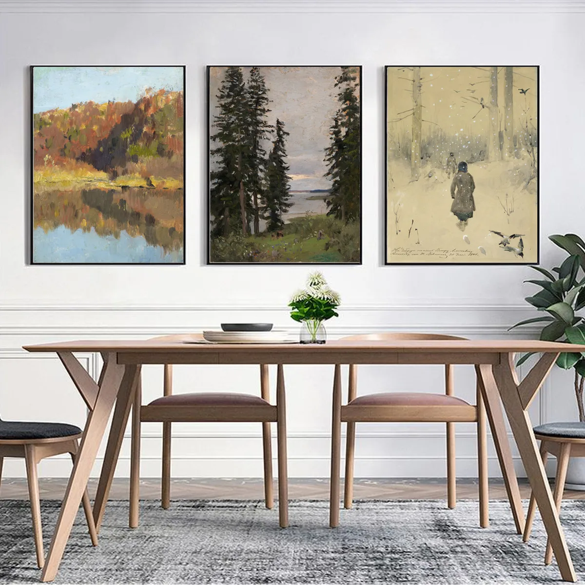 Озеро лес Пейзаж Плакат Печать холст Картина Wall Art Гостиная украшение дома -