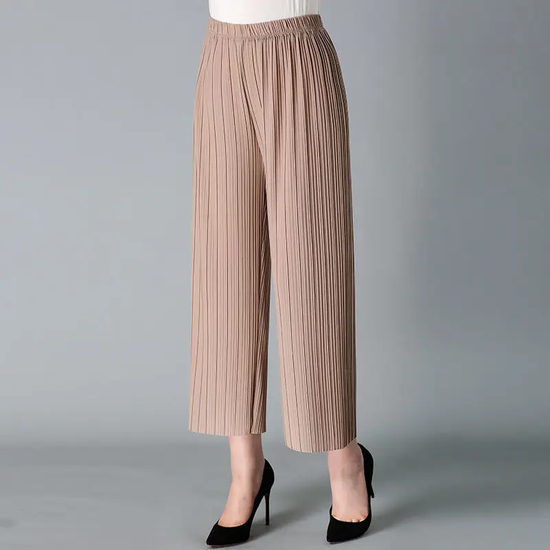 2020 брюки для женщин черные свободные повседневные плиссированные широкие