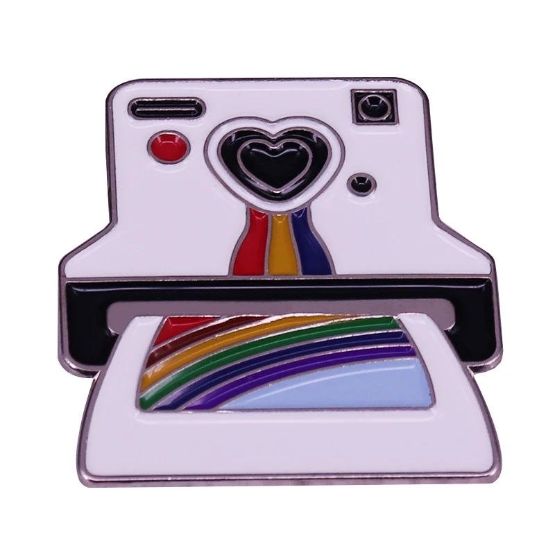 Радужная Polaroid Camera эмалированная брошь кнопка отлично подходит для коллекций