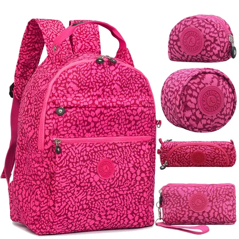 5pcs Leopard ACEPERCH женский школьный рюкзак для девочек-подростков, рюкзак для мальчиков, школьный водонепроницаемый детский нейлоновый рюкзак для ноутбука, дорожная сумка - Цвет: 5pcs Leopard