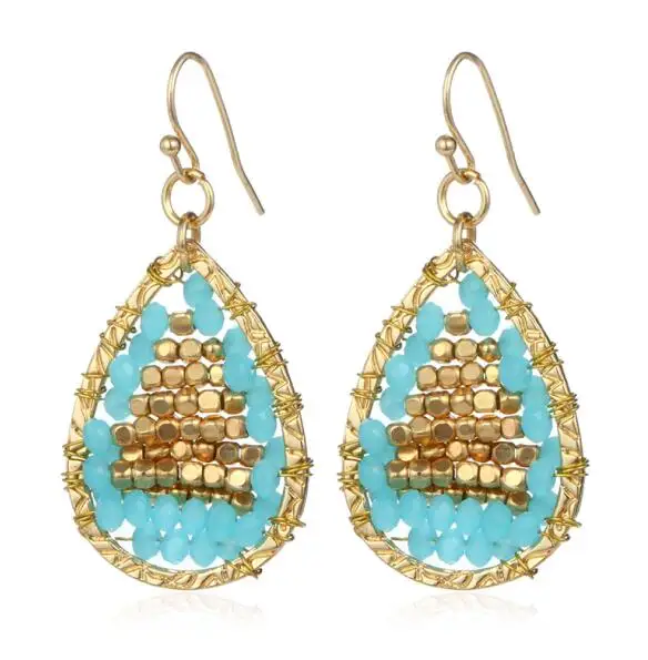 Женские винтажные серьги подвески Shineland черные и красные длинные с бусинами в