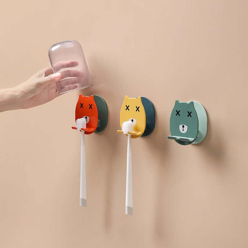 

Waterproof Multi-functional Toothbrush Holder Self Adhesive Hook Key Bag Towels Hanger Phone Rack Bathroom Kitchen Accessories