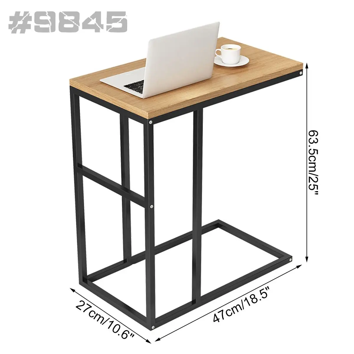 

NEW Vintage C Shape Coffee Table Wooden Metal Frame Sofa Side Table End Table Home computer Desk Storage Holders Furniture