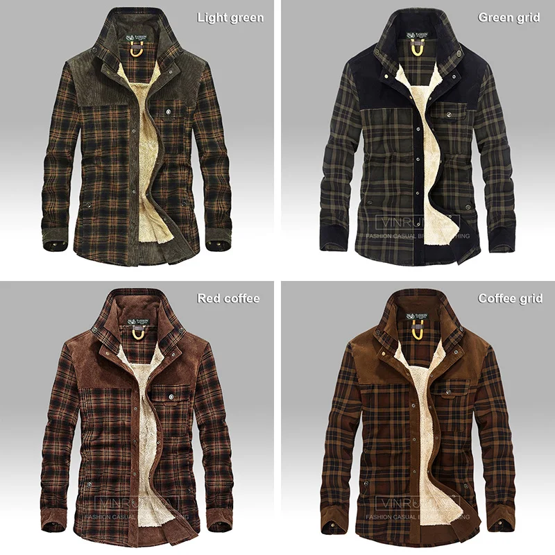 2020 Мужская зимняя теплая плотная флисовая Повседневная брендовая клетчатая