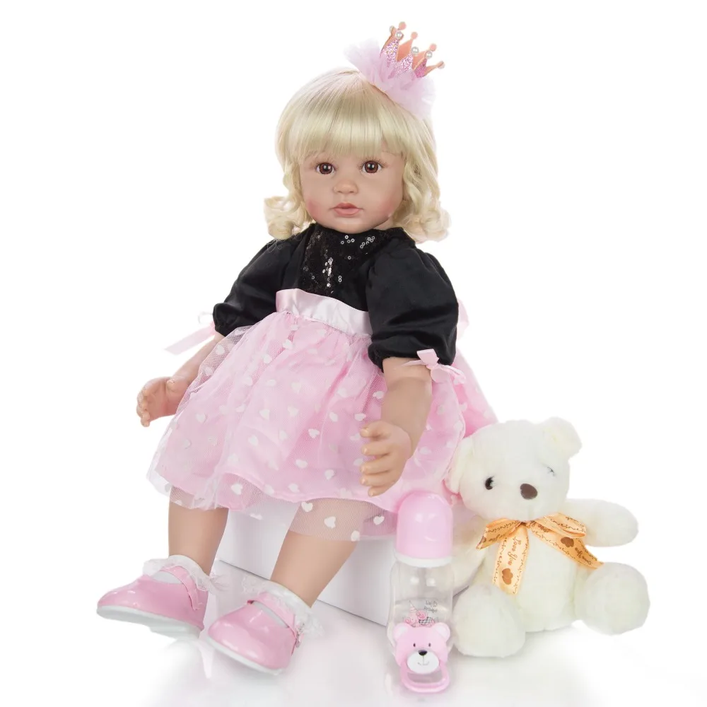 Большой 60 см Возрожденный Младенец Девочка благородная принцесса силиконовая