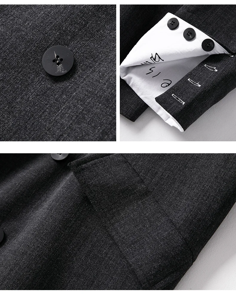 

Fashion Double Breasted Blazer Long Sleeve Letter Print Loose Suit Coat Jacket Casual Women Black Blaser Femme Clothes Tops