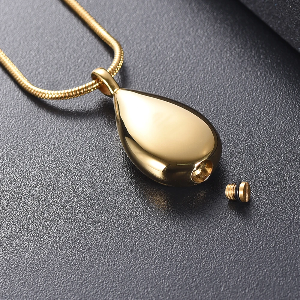 

LL020 Engravable Cremation Jewelry For Ashes - Blank Teardrop Stainless Steel Memorial Urn Necklace Pendant For Women Keepsake
