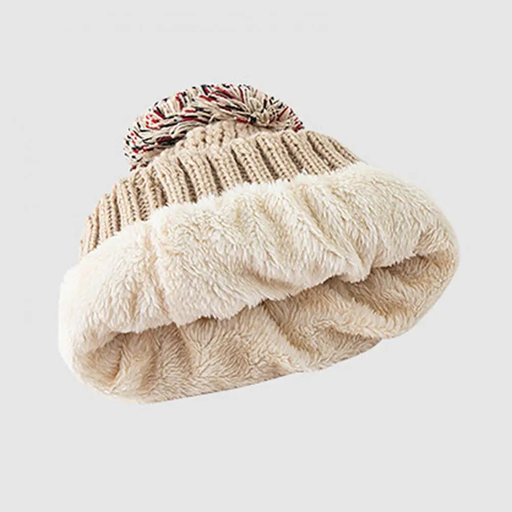 

Knitted Hats for Women Winter Skullcap Beanie Hat Pompom Striped Wool Yarn Twist Knitted Plush Beanie Cap Women Beanie Hat Cap