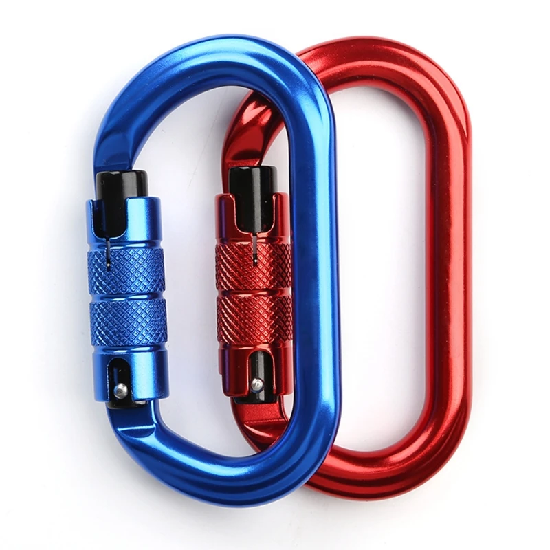 

25KN Climbing Carabiner O Shape Safety Auto Master Screw Lock Hook Outdoor Mountaineering Caving Rock Buckle Climbing Carabiner
