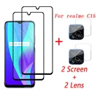 Защитное стекло для экрана и объектива камеры Oppo Realme C15 c 15, защитная пленка для экрана чехол для телефона